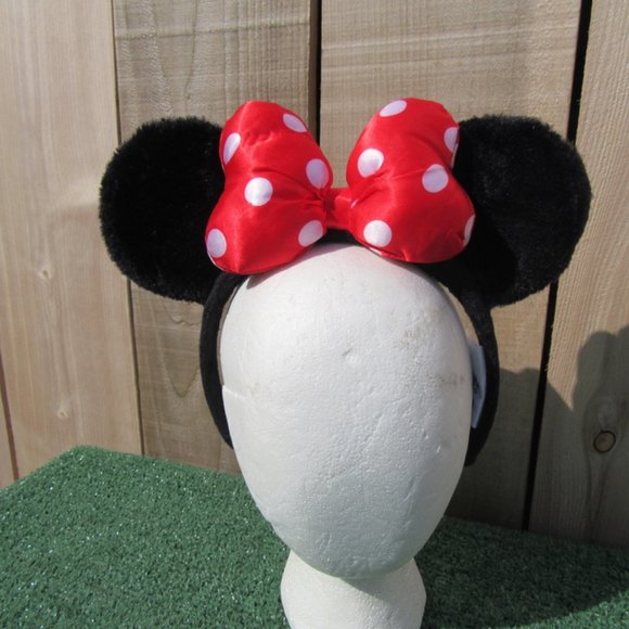 Babyhug Disney Free Size Headbands With Minnie Mouse Polka Dots Bow Applique - Red